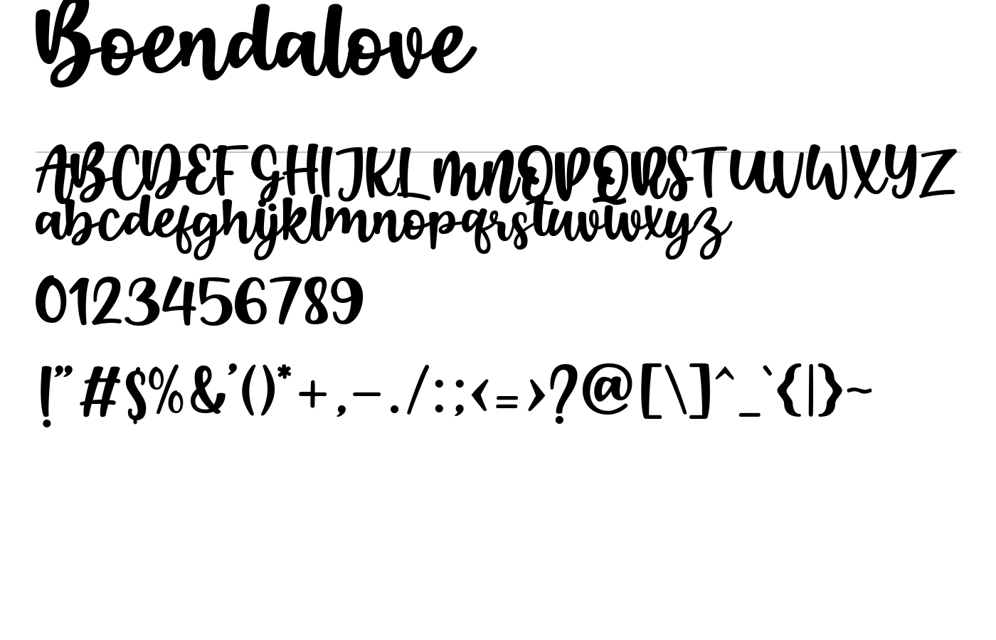 Boendalove Font preview