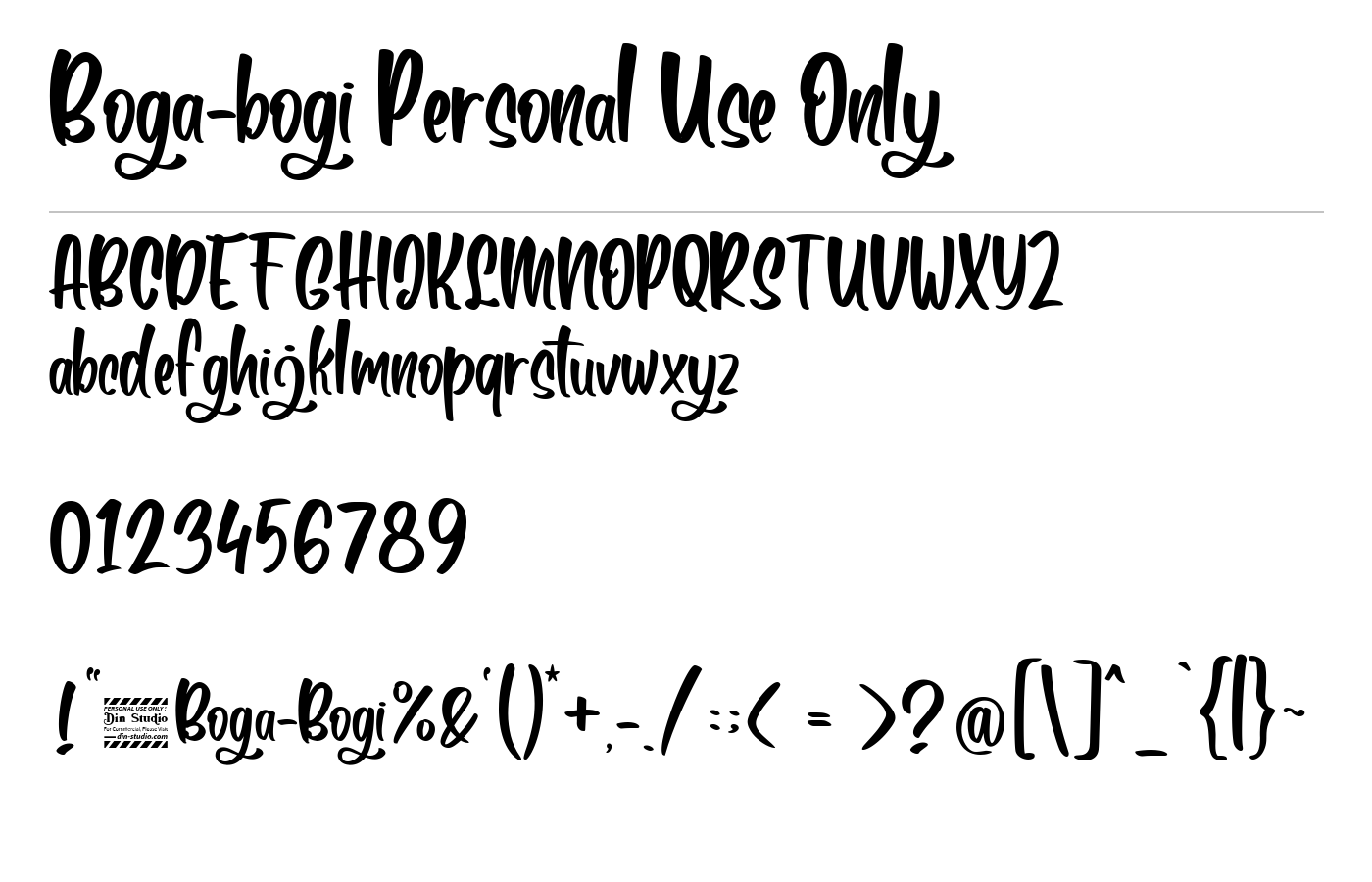 Boga-bogi Personal Use Only Font preview