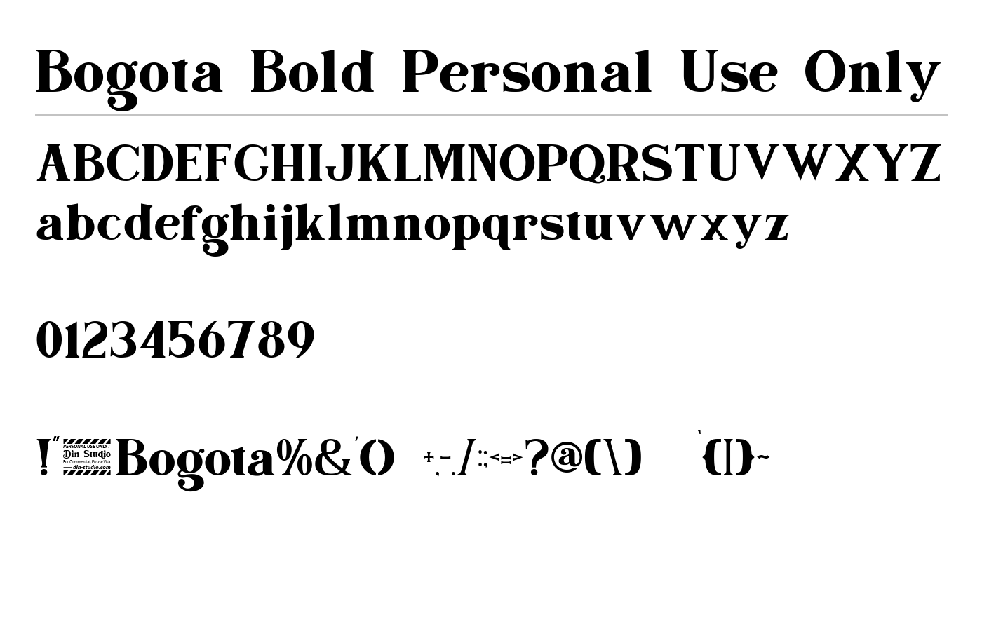 Bogota Bold Personal Use Only Font preview