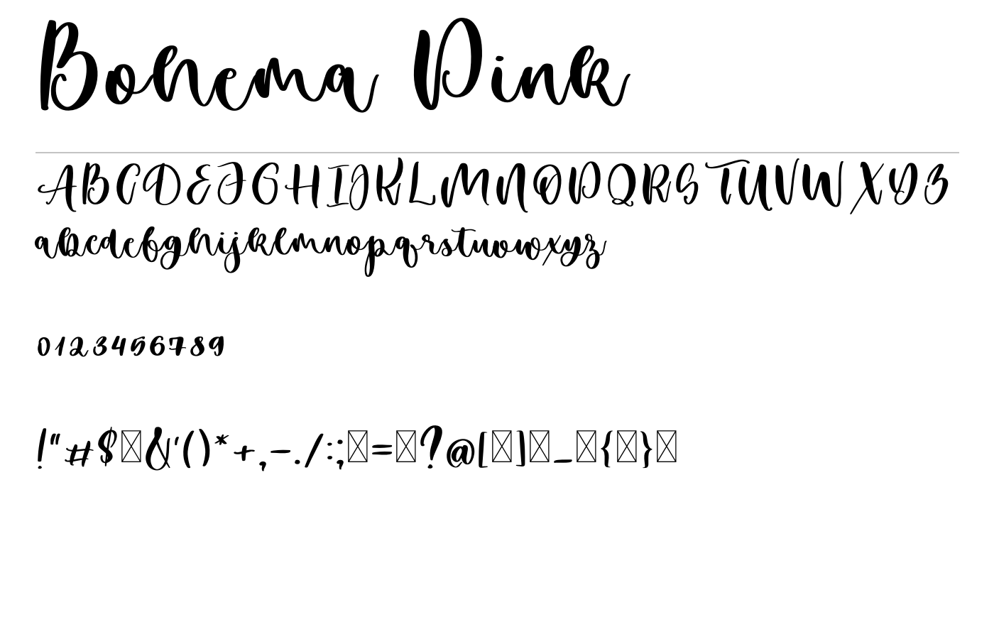 Bohema Pink Font preview