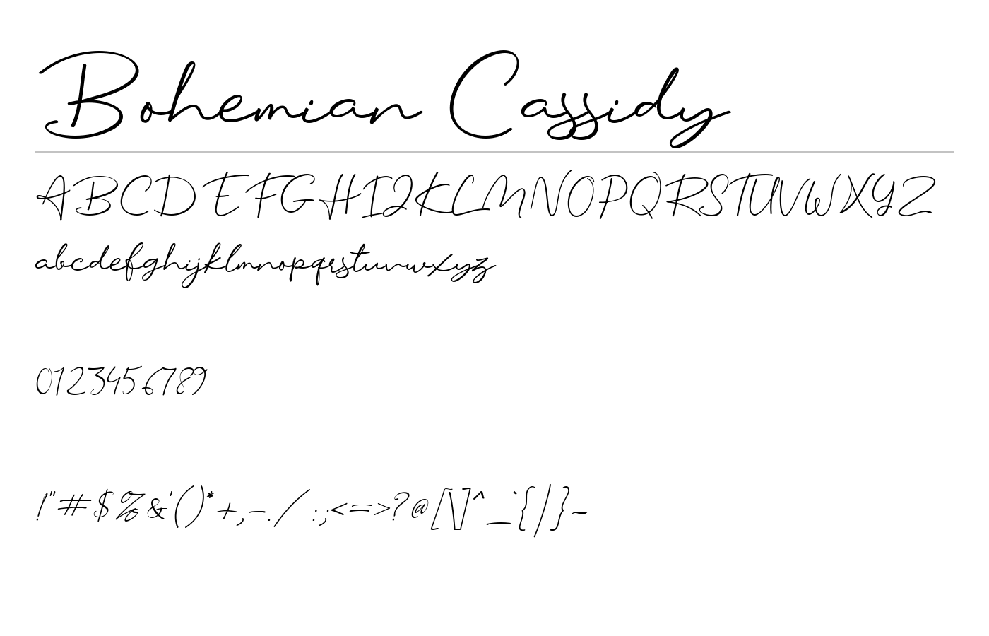 Bohemian Cassidy Font preview