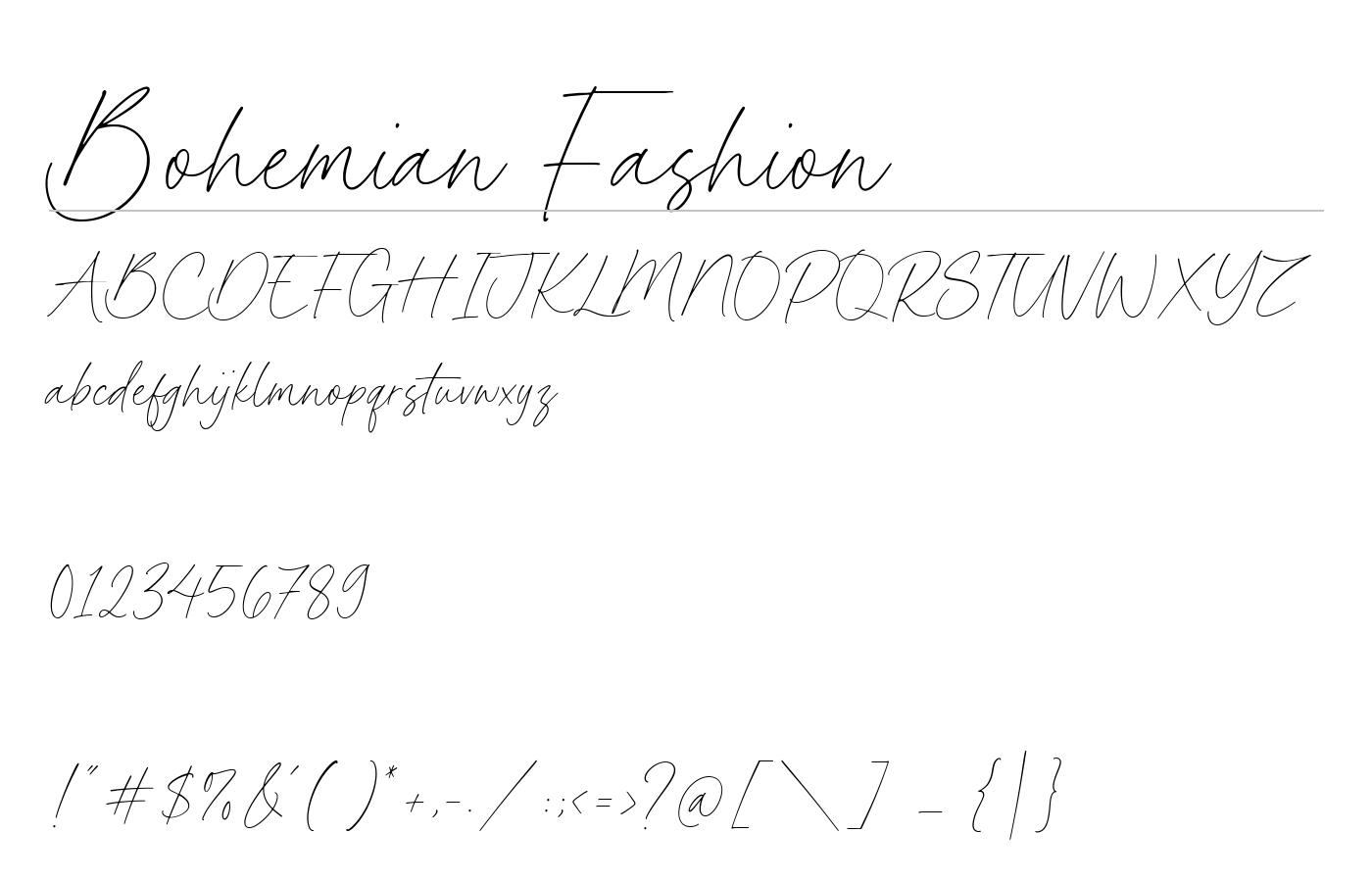 Bohemian Fashion Font preview