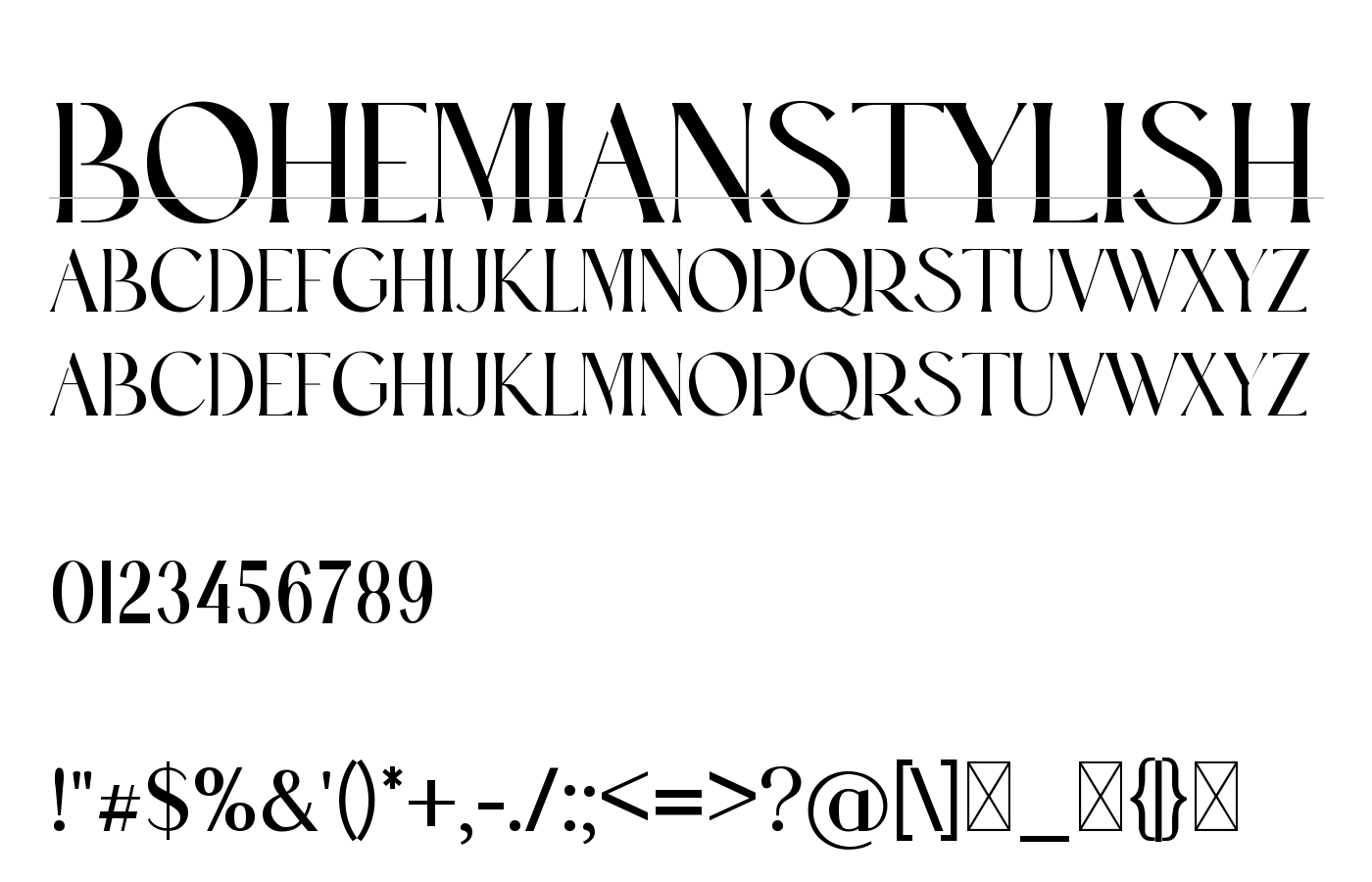 BohemianStylish Font preview