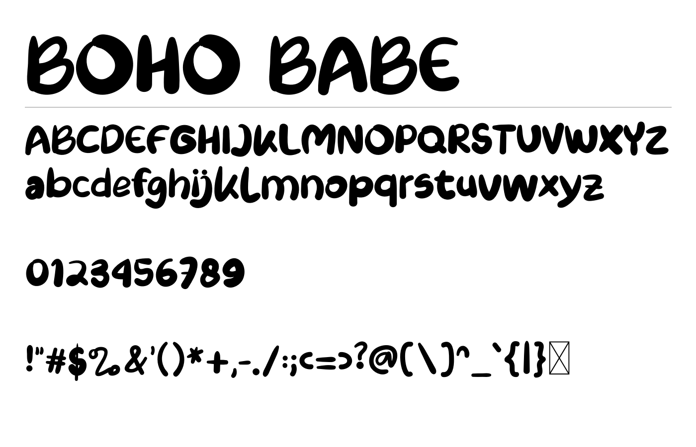 BOHO BABE Font preview