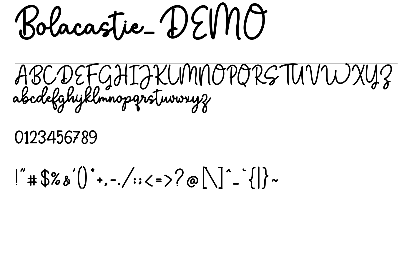 Bolacastie_DEMO Font preview