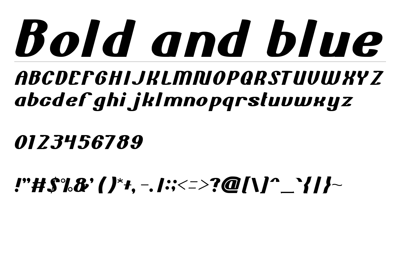 Bold and blue Font preview