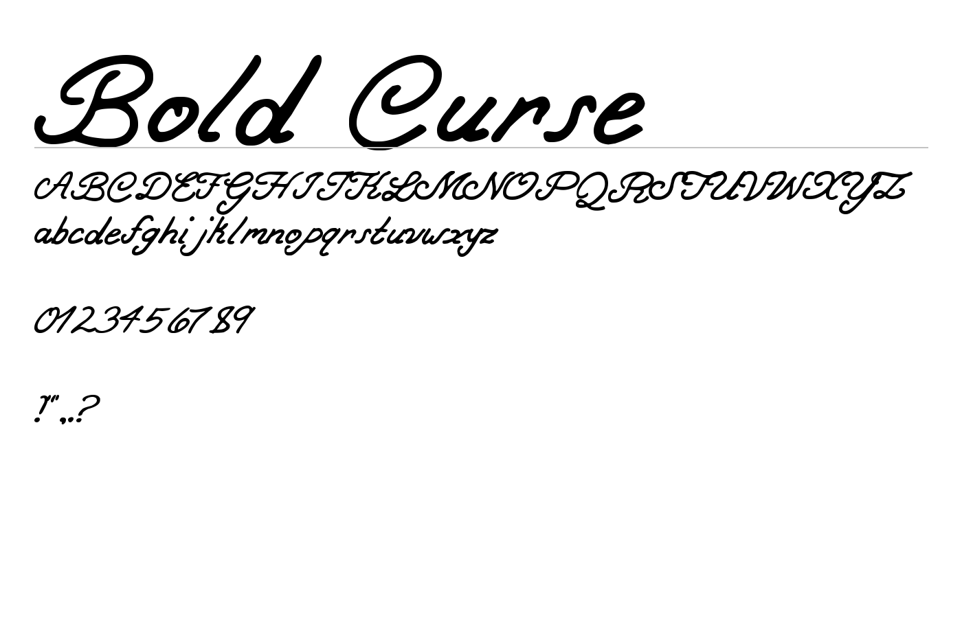 Bold Curse Font preview