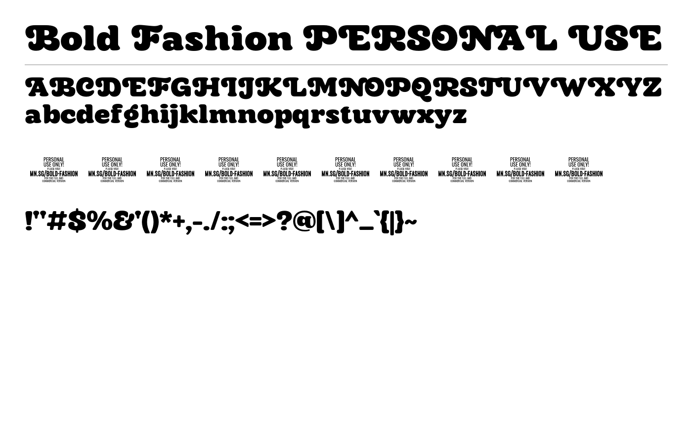 Bold Fashion PERSONAL USE Font preview