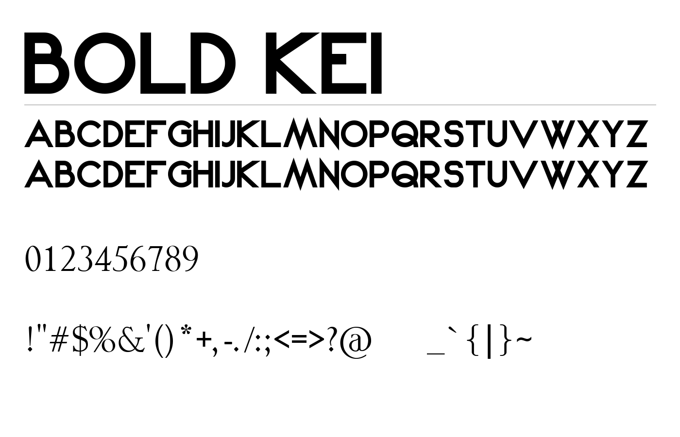 Bold Kei Font preview