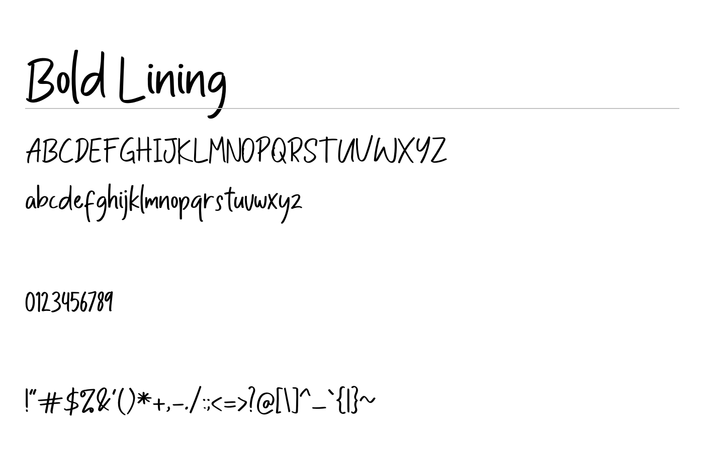 Bold Lining Handwritten Marker Font preview