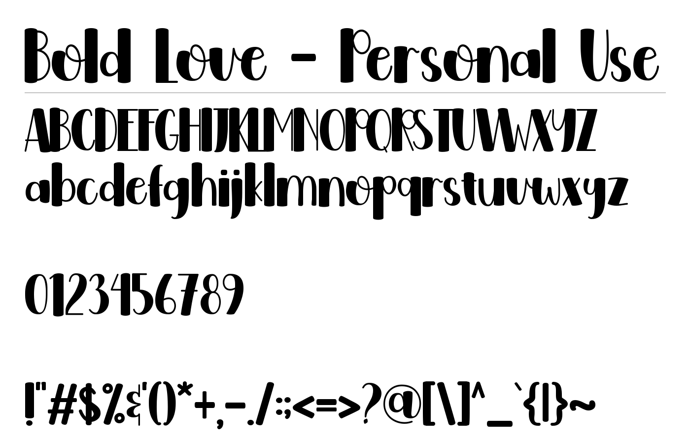 Bold Love Font preview