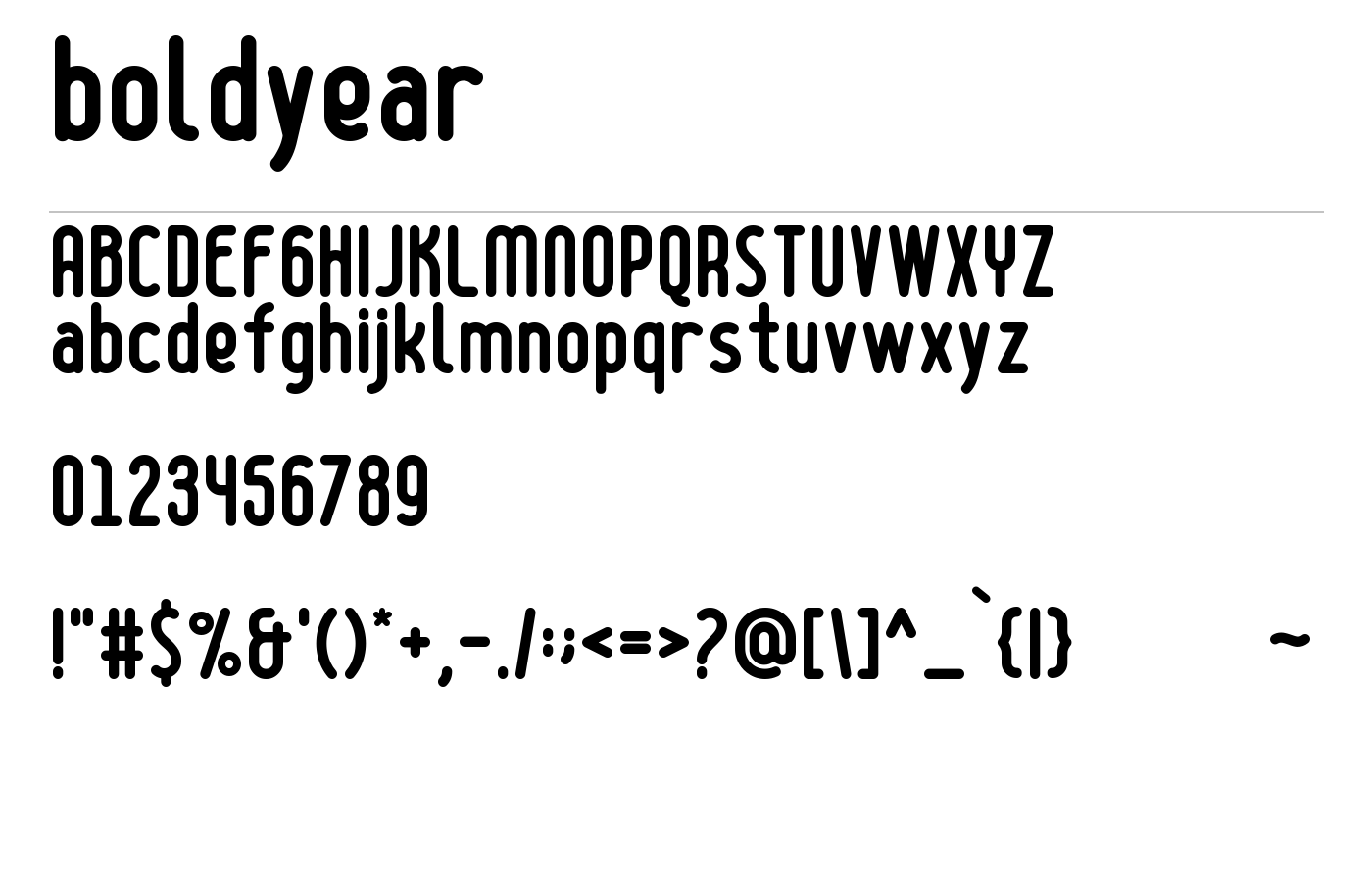 boldyear Font preview