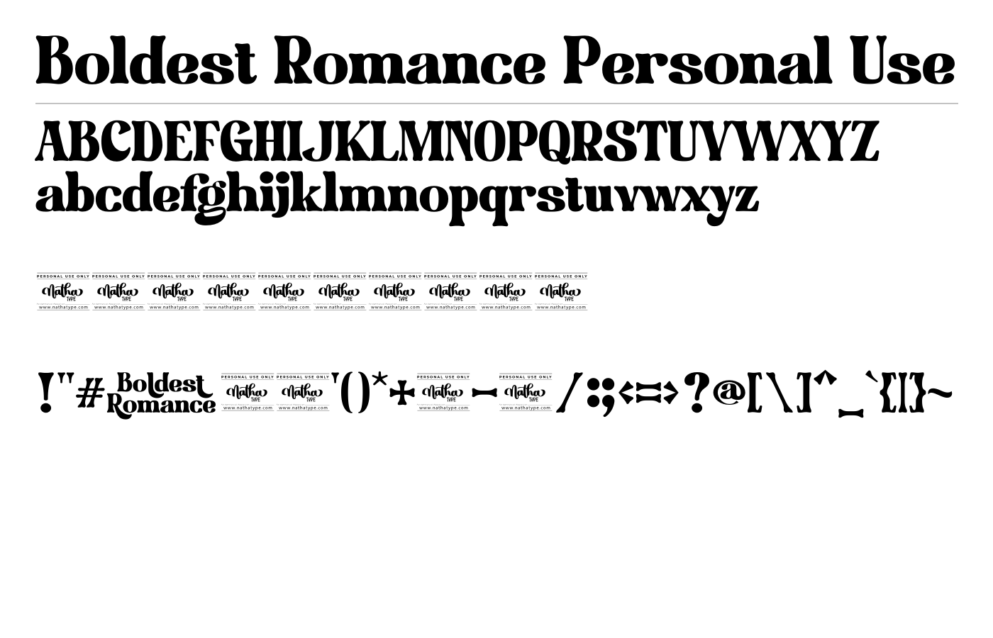 Boldest Romance Personal Use Font preview