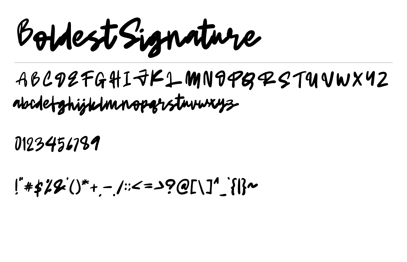 BoldestSignature Font preview