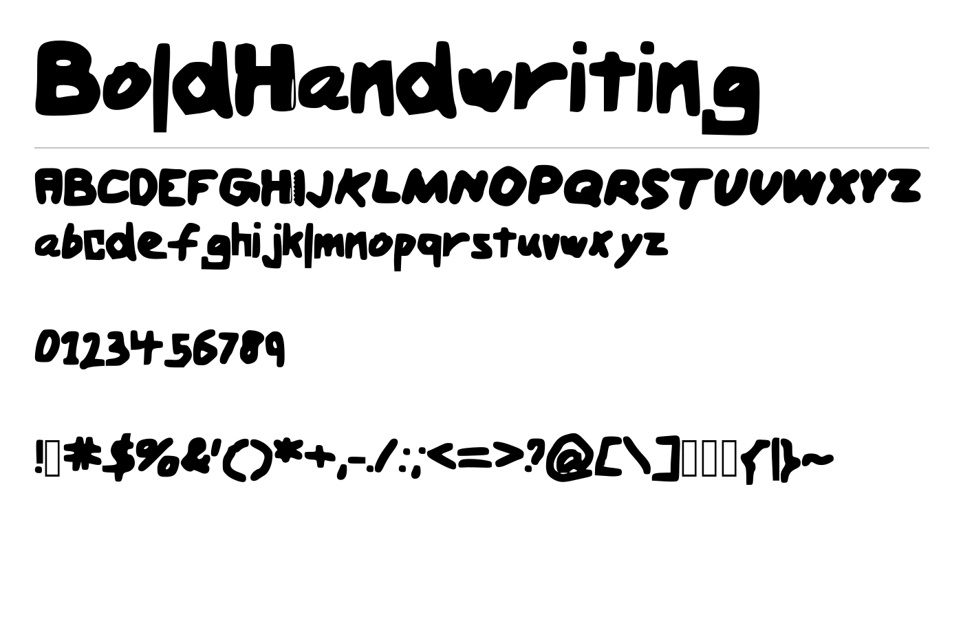 BoldHandwriting Font preview