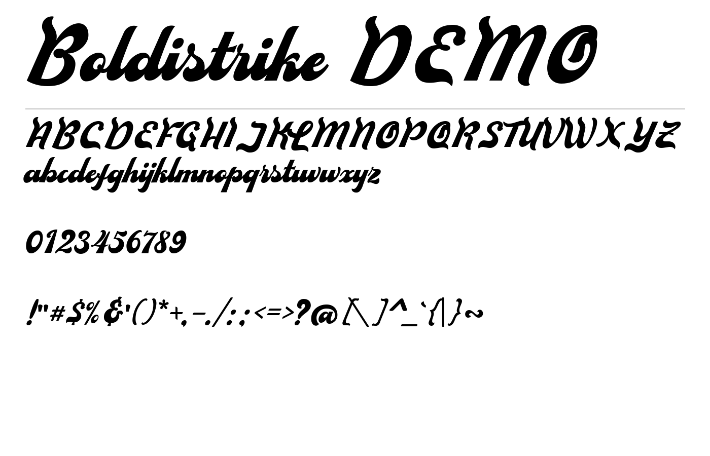 Boldistrike DEMO Font preview