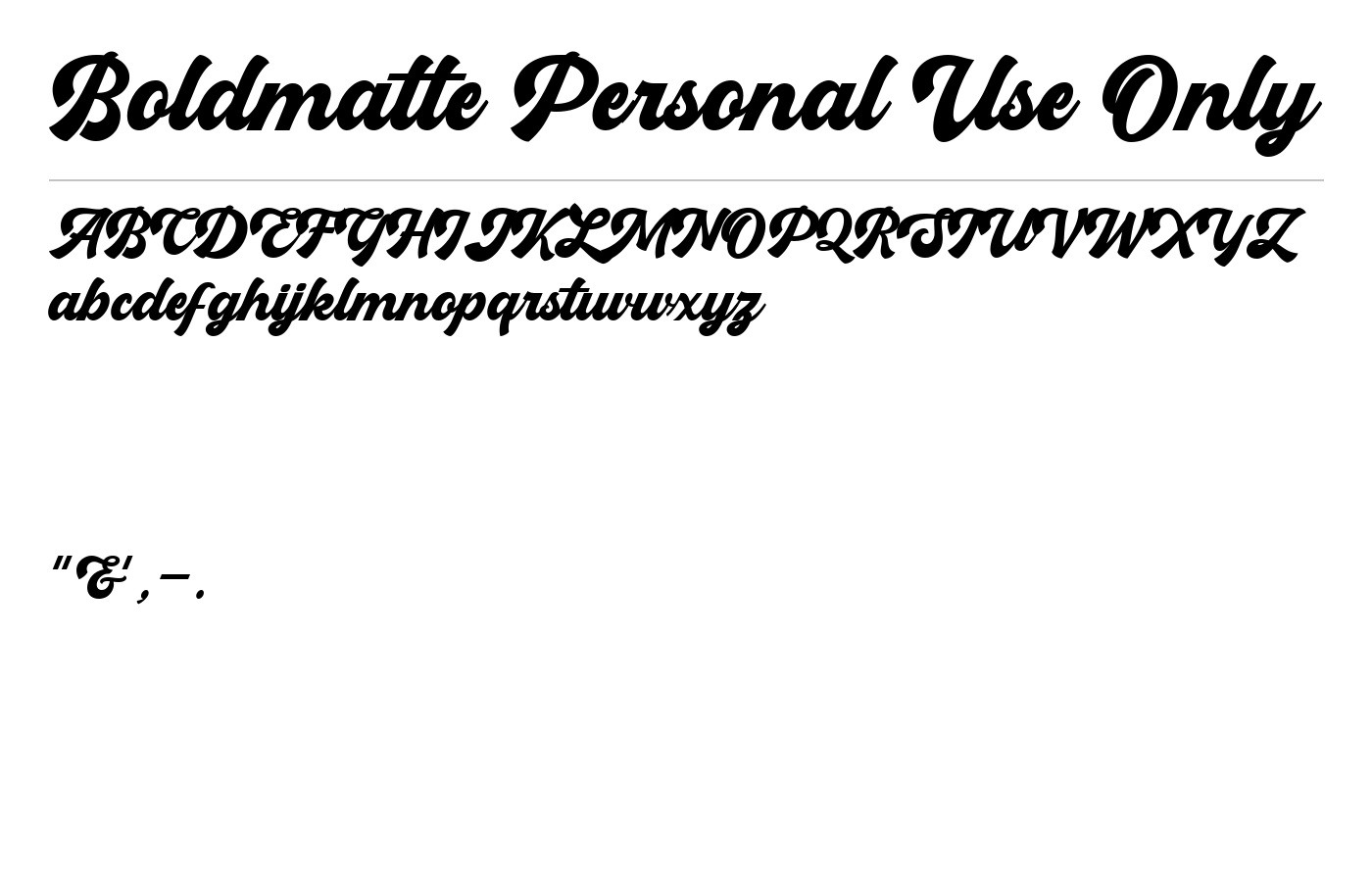 Boldmatte Personal Use Only Font preview