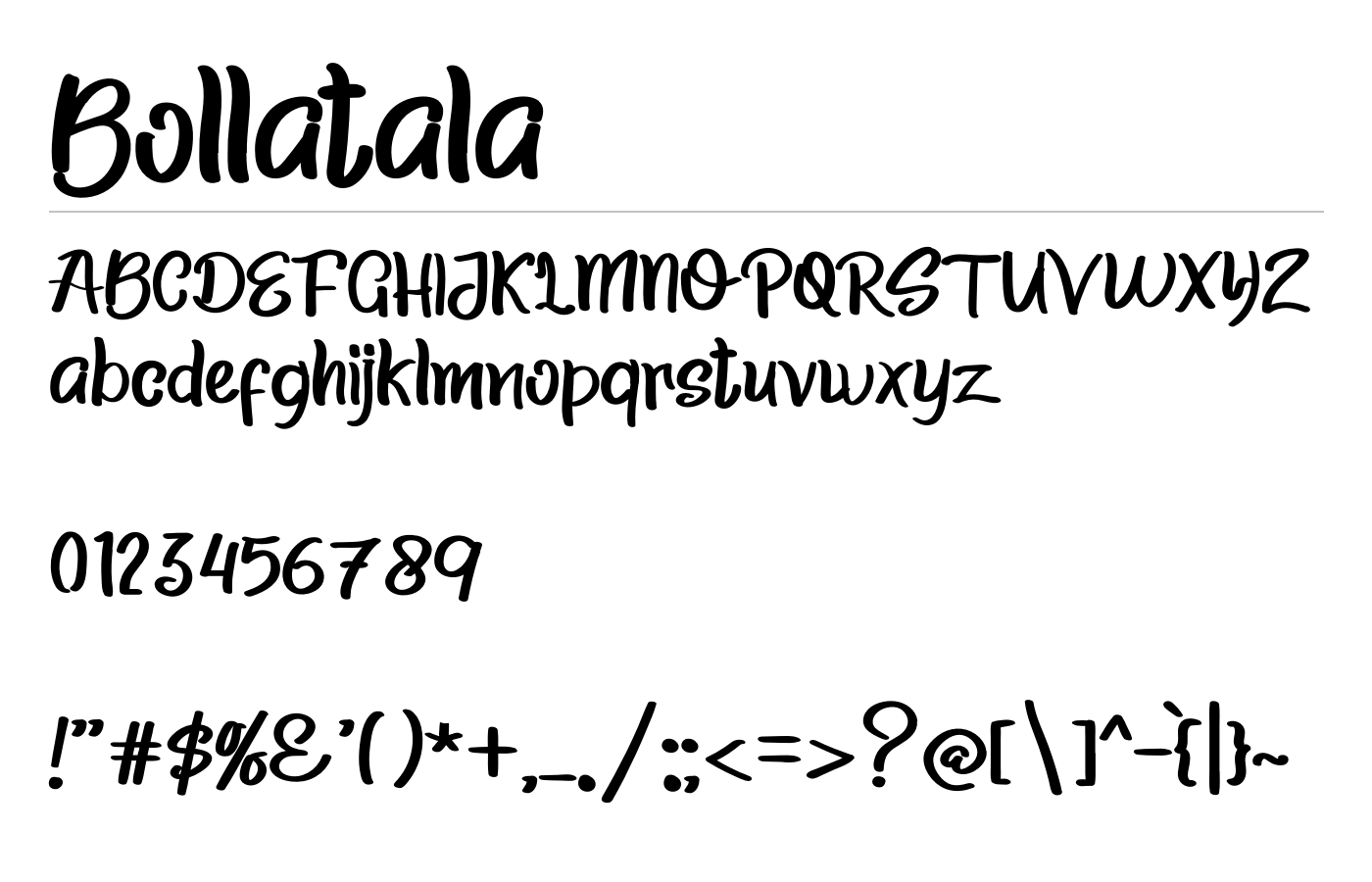 Bollatala Font preview