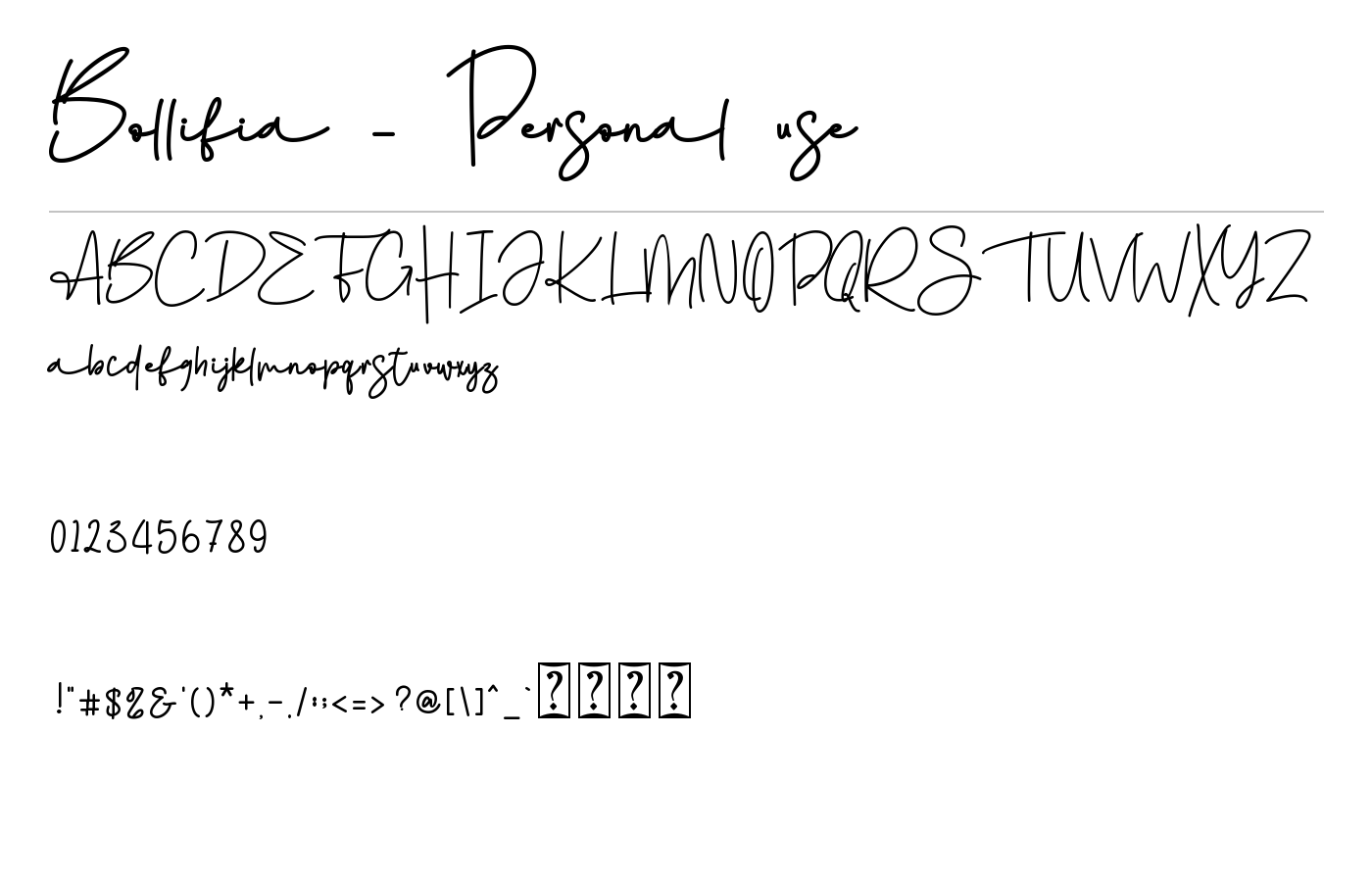 Bollifia - Personal use Font preview