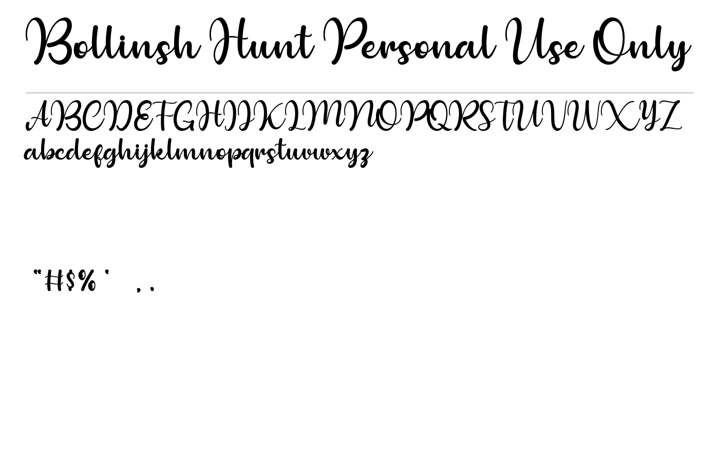 Bollinsh Hunt Personal Use Only Font preview