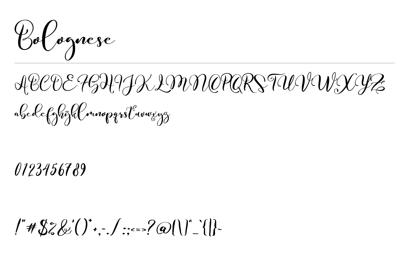 Bolognese Font preview