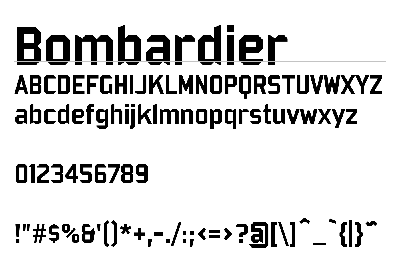 Bombardier Font preview