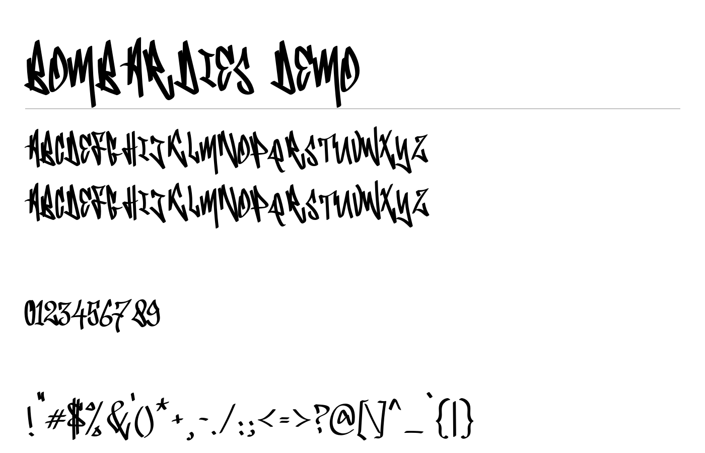 Bombardies Demo Font preview