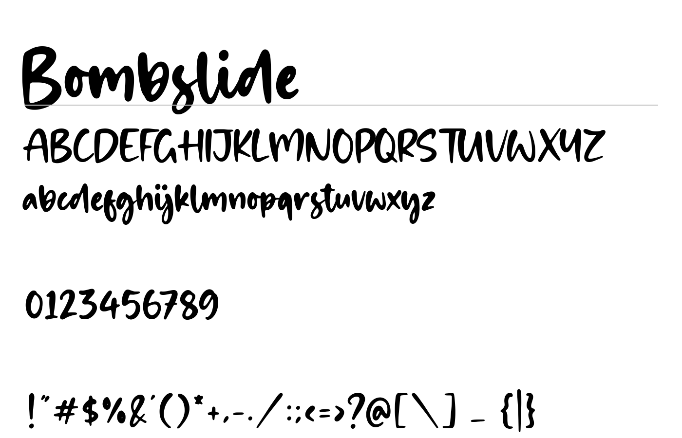 Bombslide Font preview