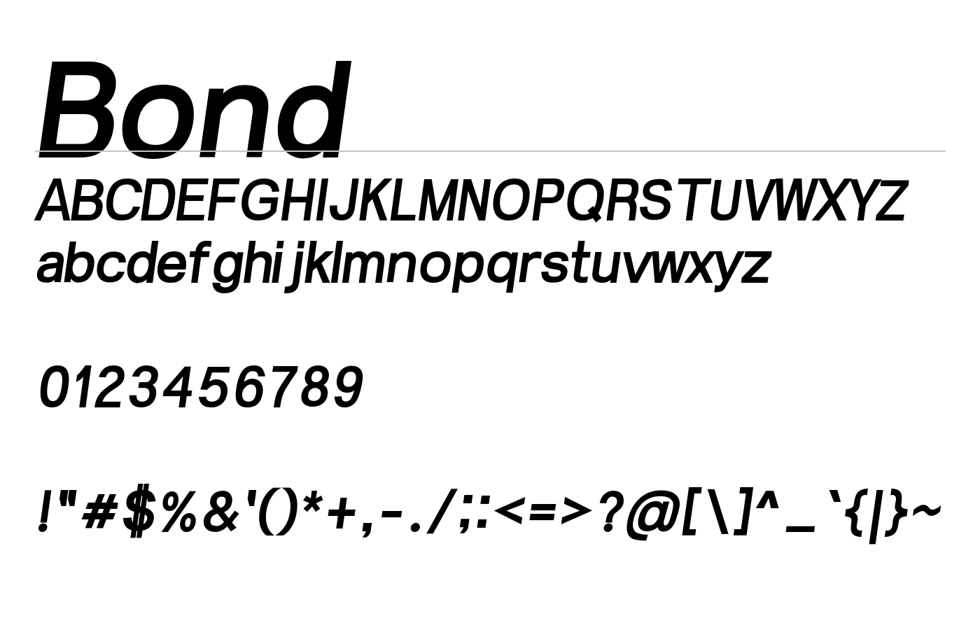 Bond Font preview