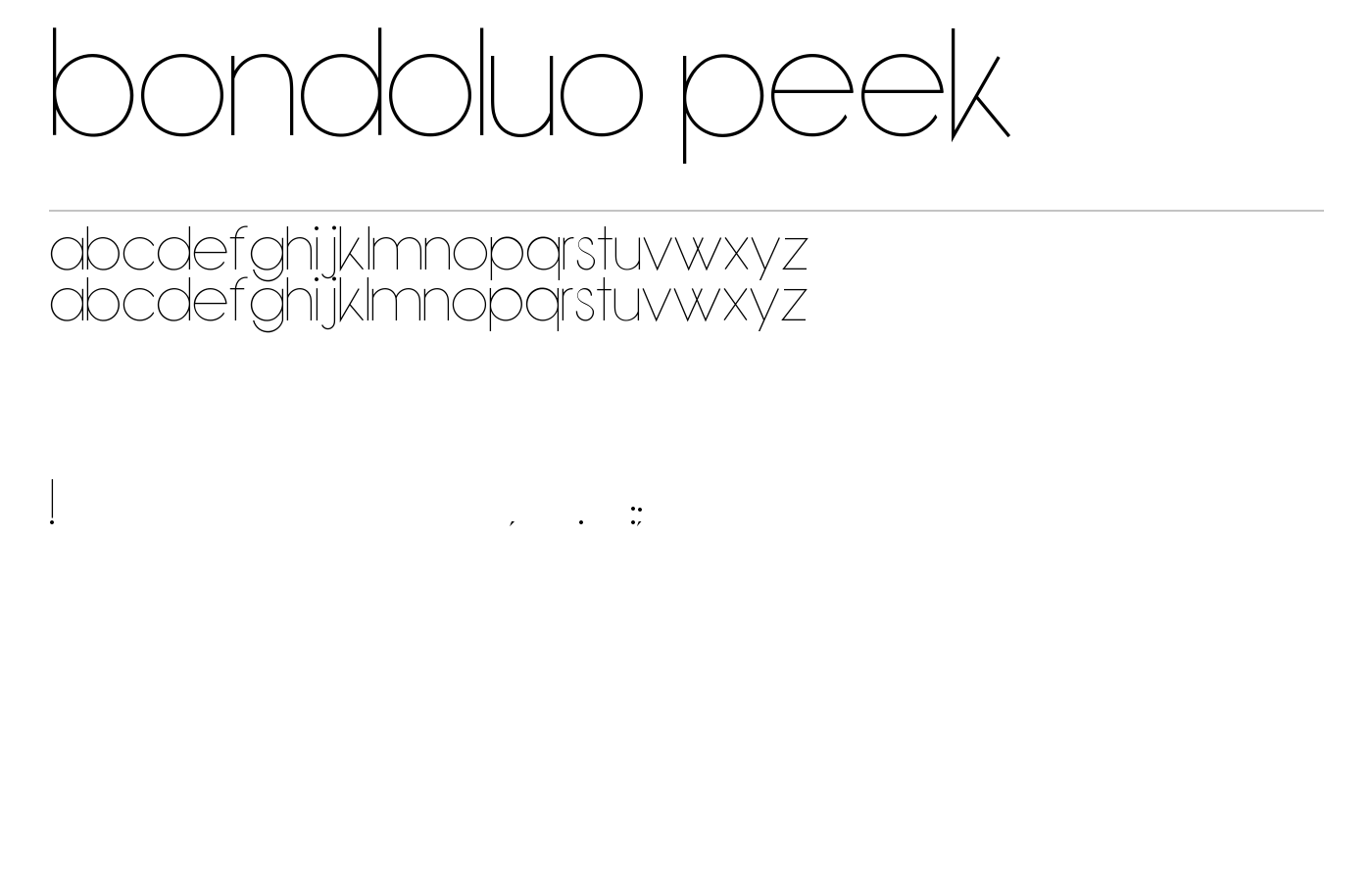 Bondoluo Peek Font preview