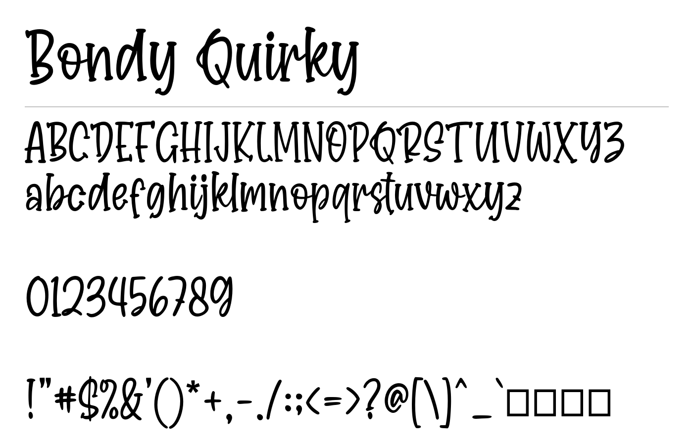 Bondy Quirky Font preview