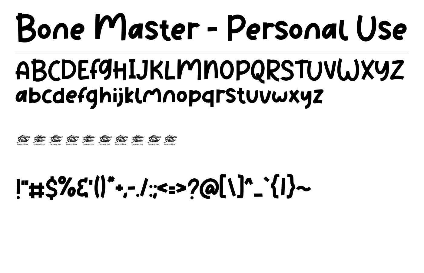 Bone Master - Personal Use Font preview