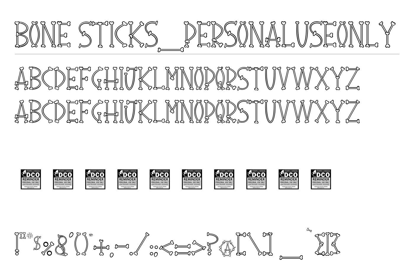 Bone Sticks_PersonalUseOnly Font preview