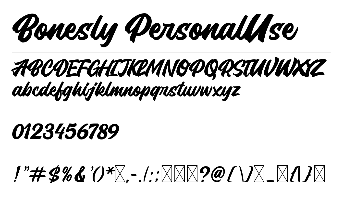 Bonesly PersonalUse Font preview