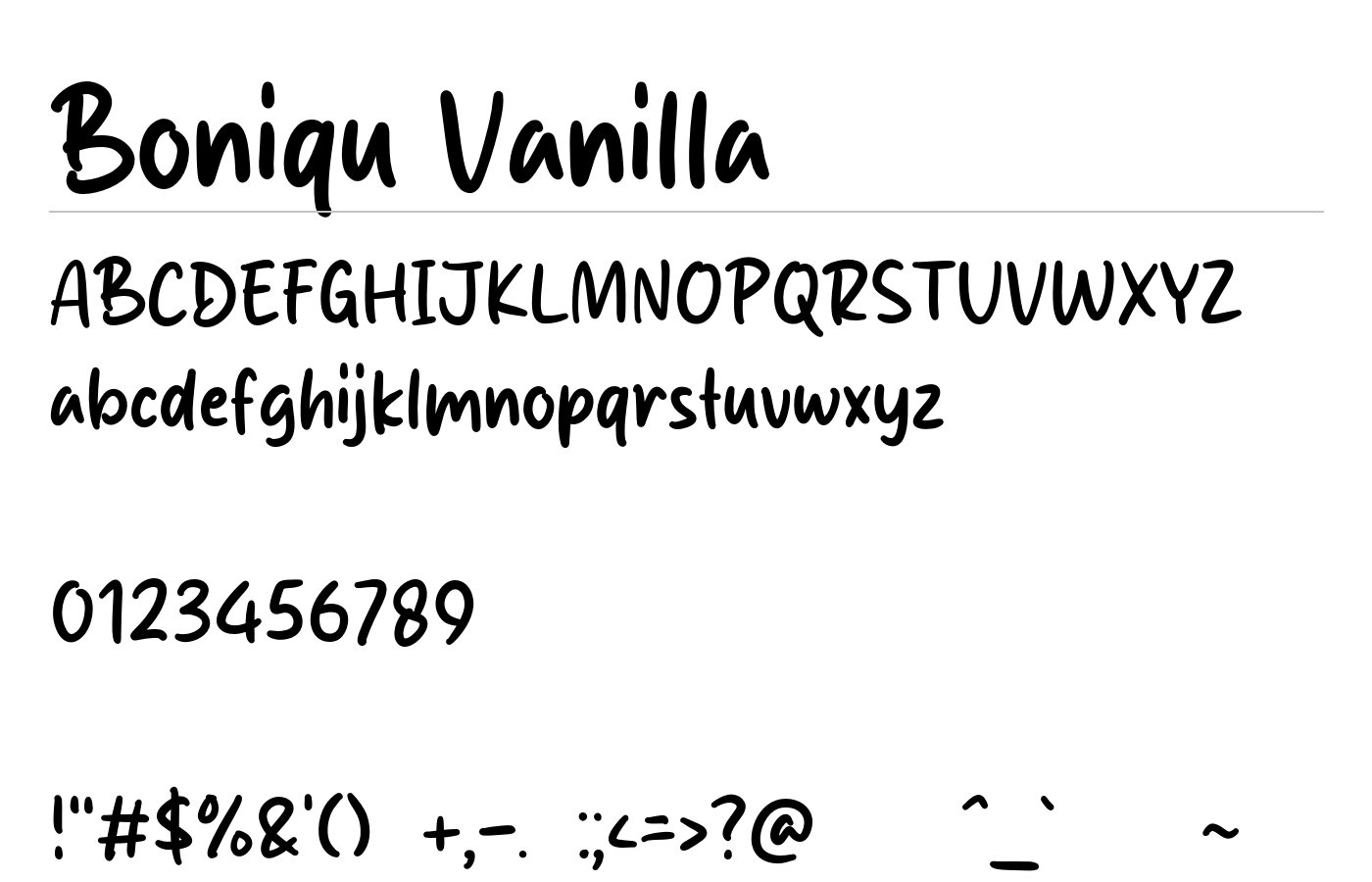 Boniqu Vanilla Font preview