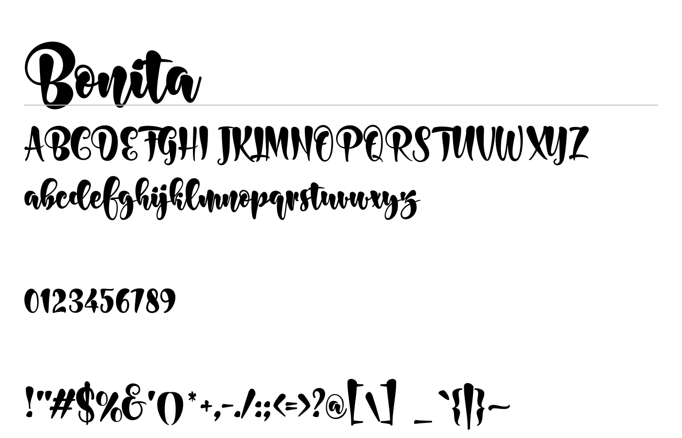 Bonita Font preview