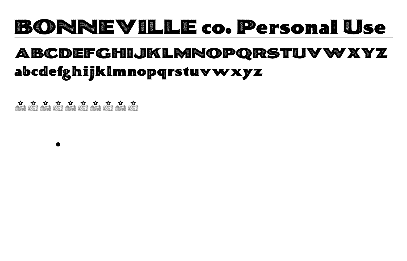 BONNEVILLE co. Personal Use Font preview