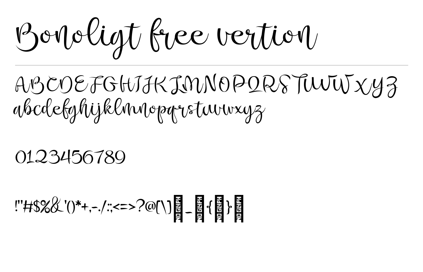 Bonoligt free vertion Font preview