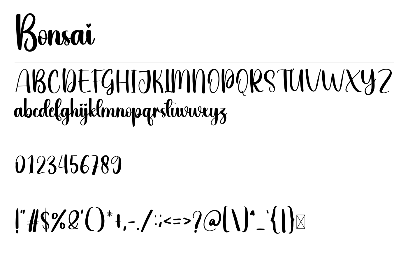 Bonsai Font preview