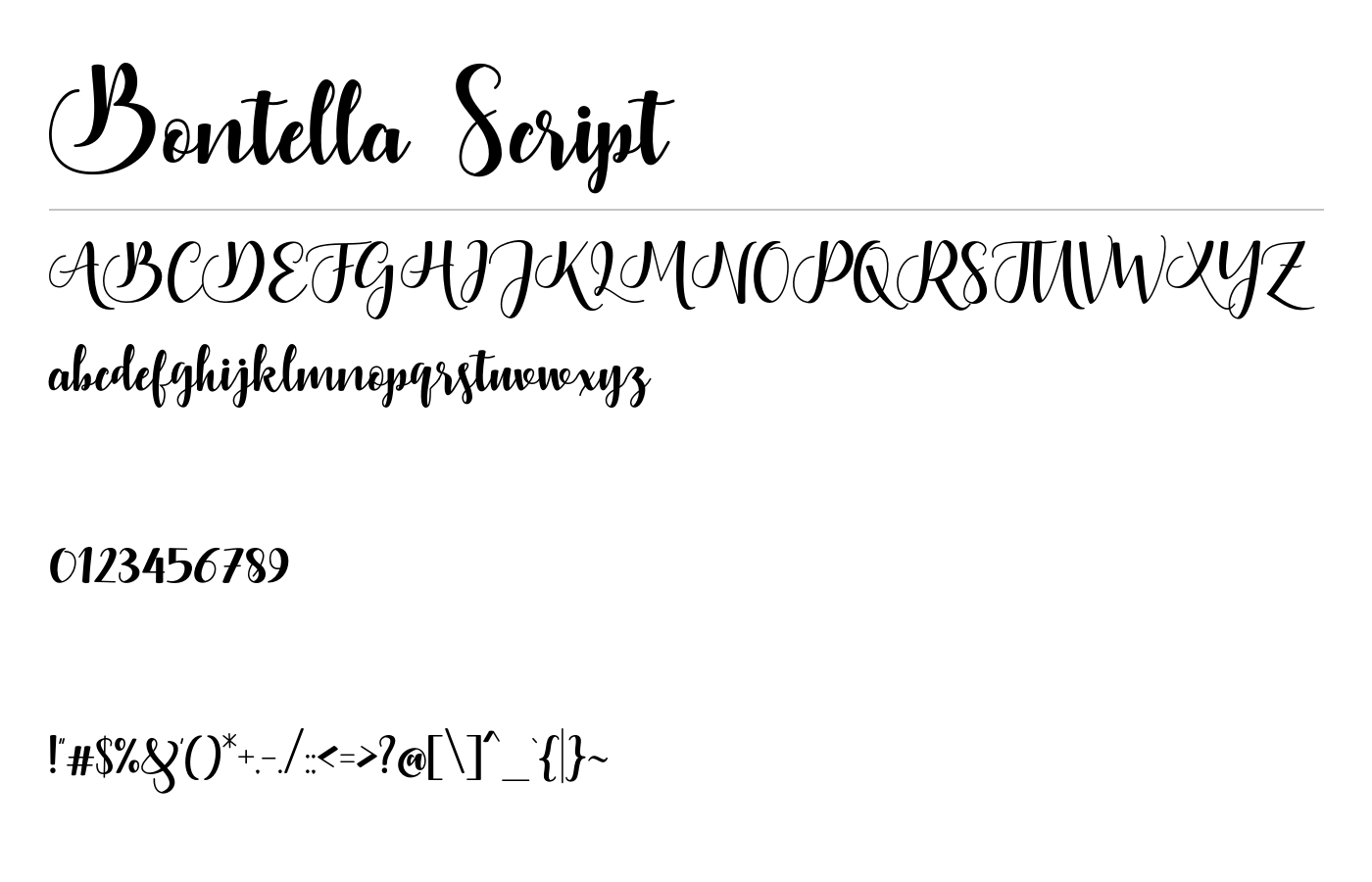 Bontella Script Font preview