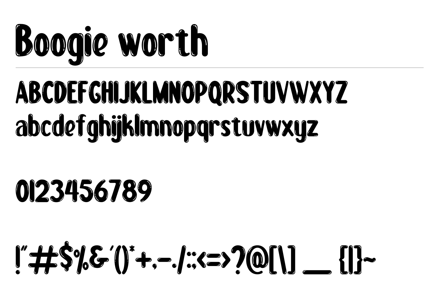 Boogie worth Font preview