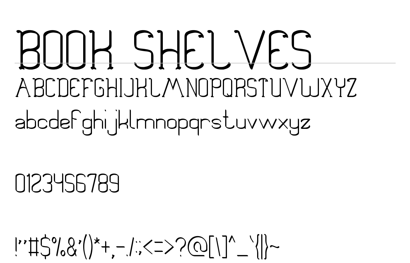 BOOK SHELVES Font preview