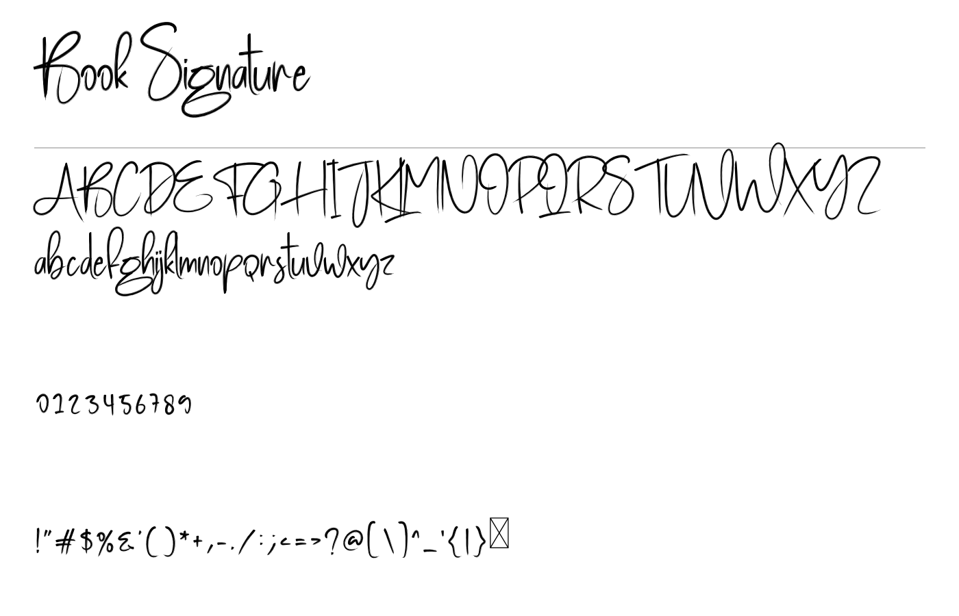 Book Signature Font preview