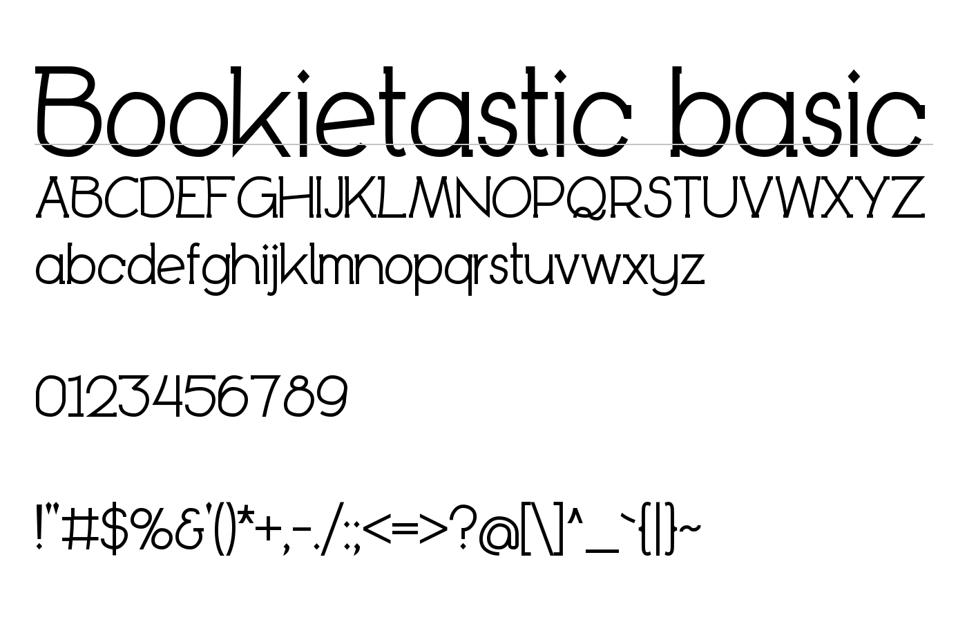 Bookietastic basic Font preview