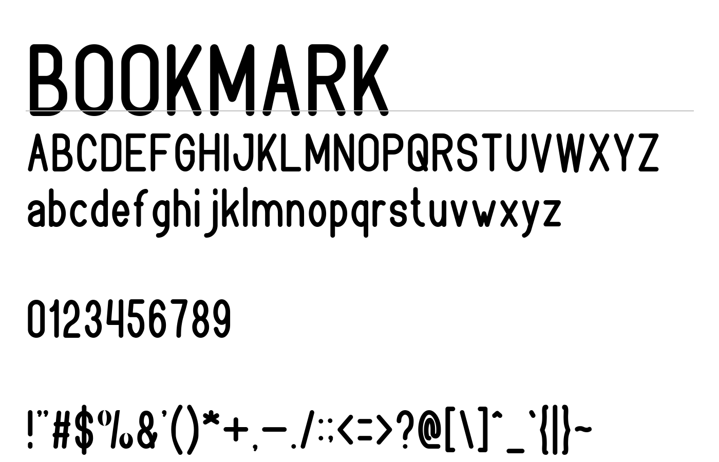 BOOKMARK Font preview
