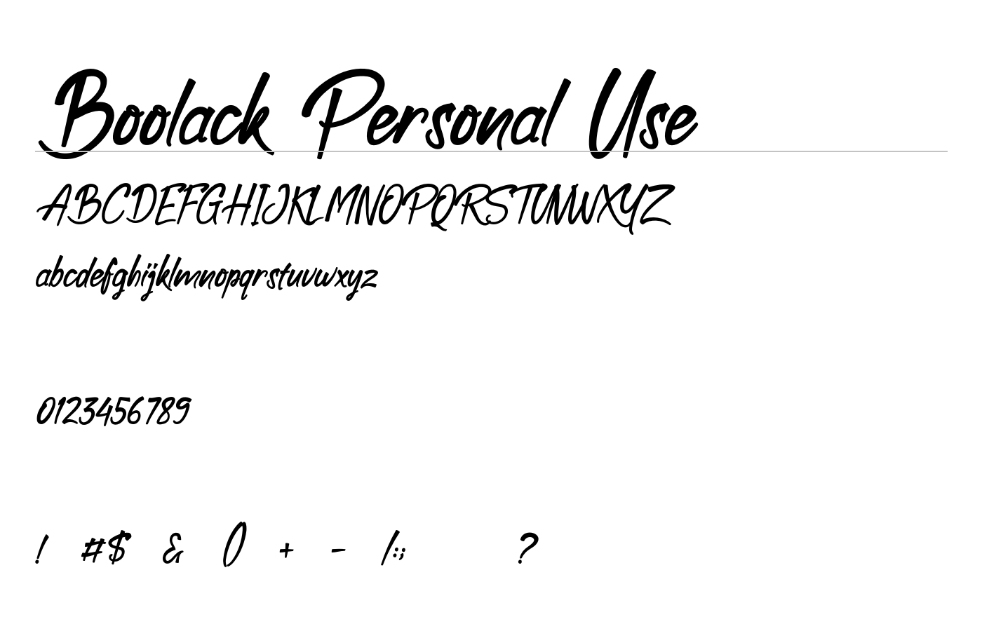 Boolack Personal Use Font preview