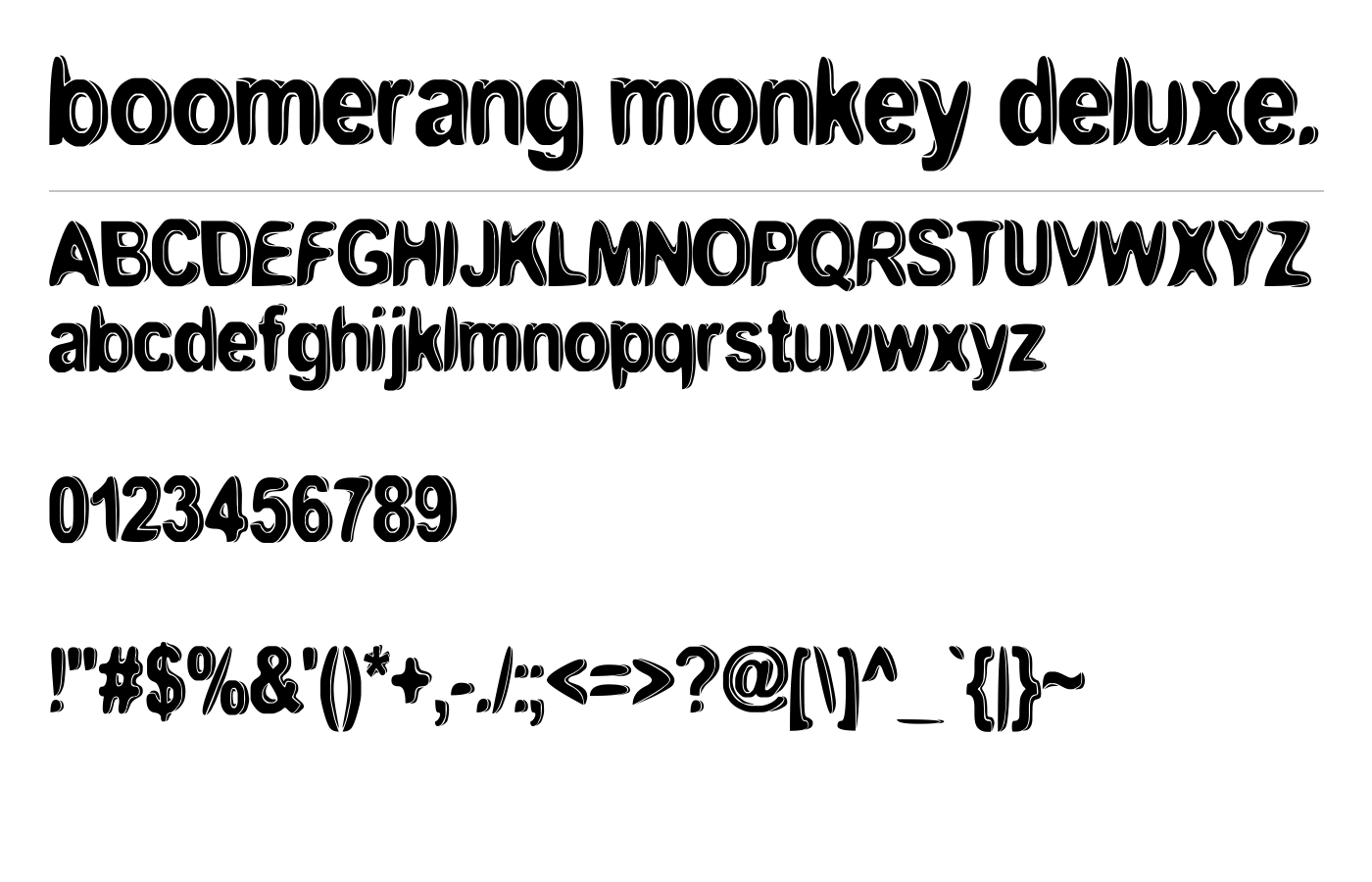 boomerang monkey deluxe. Font preview