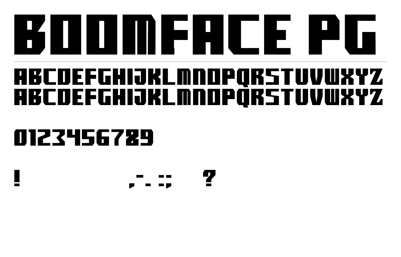 boomface pg Font preview