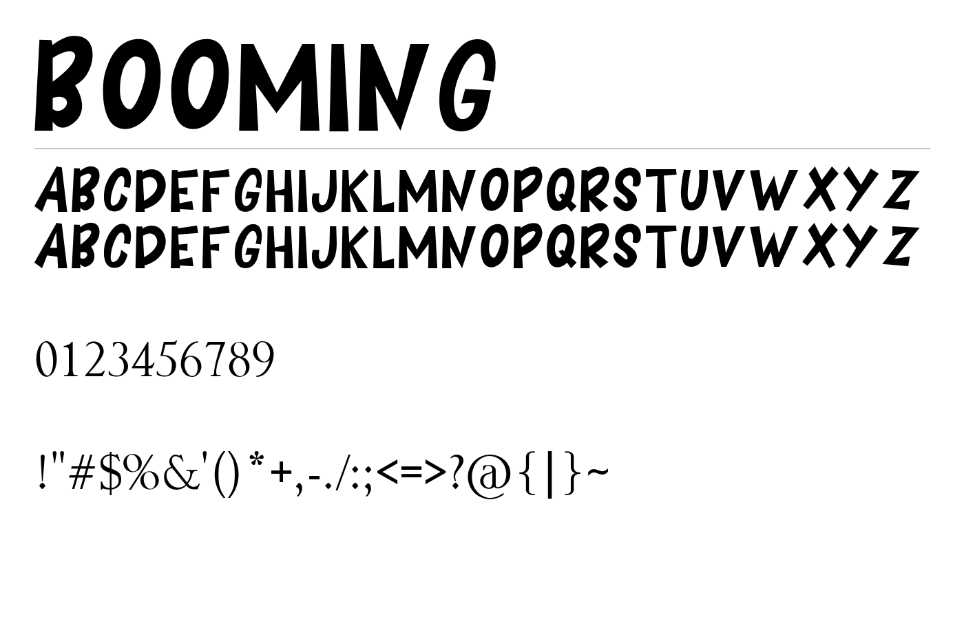 BOOMING Font preview