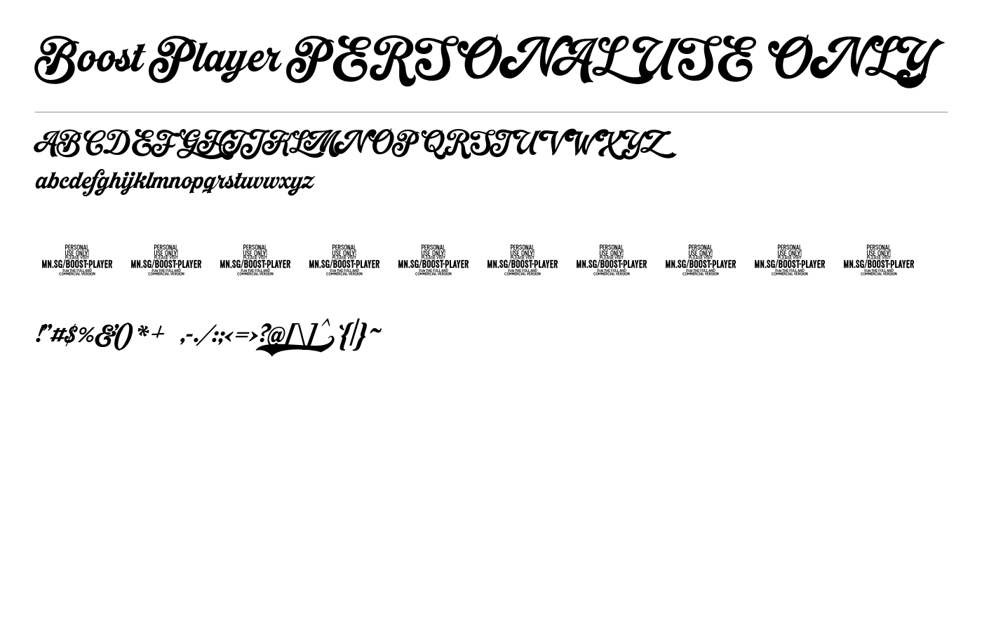 Boost Player PERSONAL USE ONLY Font preview